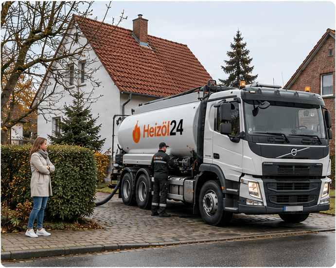 Heizöl24-Tankwagen bei der Lieferung