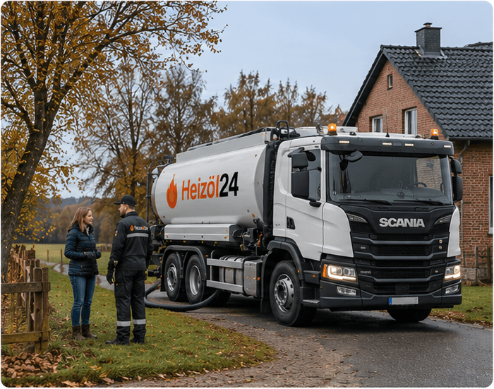 Heizöl24-Tankwagen bei der Lieferung
